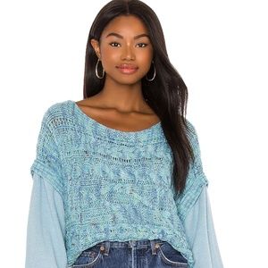 Free People - Honey Cable Pullover Sweater - Siren Blue - XL - NWT